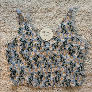 NWT Lost + Wander Daisy Print Crop Top - Breath of Youth Scallop Top